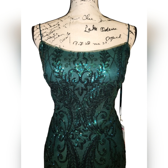 PromGirl Rated PG - Green Statement-Back Long Sequin Prom Dress - Picture 7 of 14